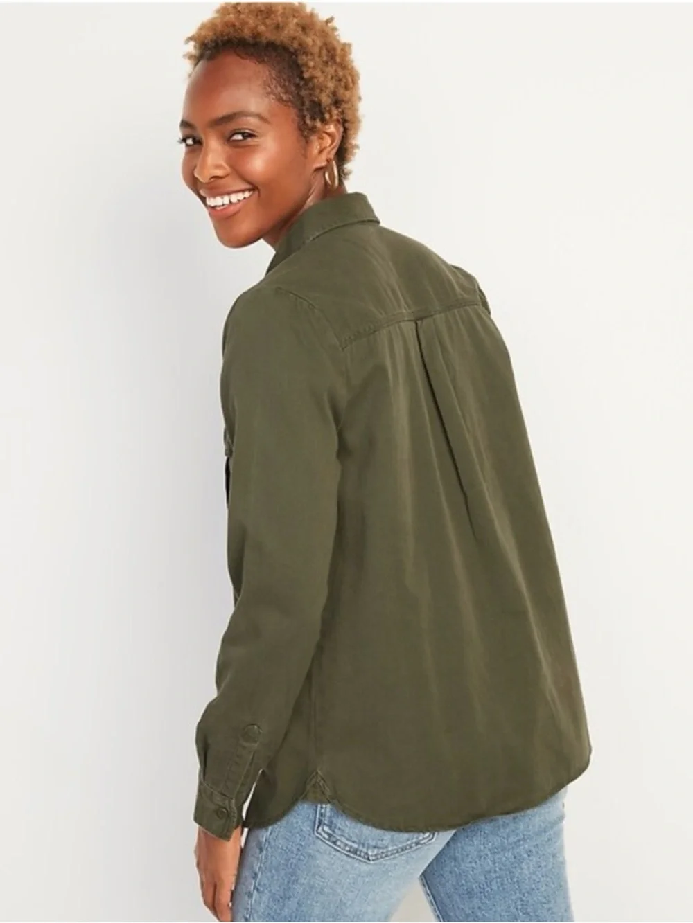 Old Navy Classic Shirt Jacket in Olive - Picture 2 of 8